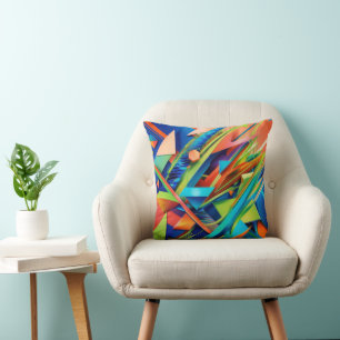 Vibrant Geometric Abstract Pillow Bold Colourful