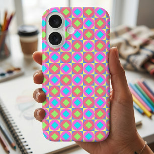 Vibrant Geometric Abstract Psychedelic Pattern iPhone 16 Case