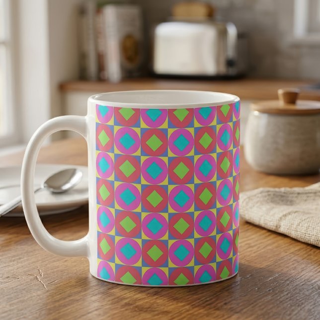 Vibrant Geometric Abstract Psychedelic Pattern Coffee Mug (Vibrant Geometric Abstract Psychedelic Pattern. Coffee Mug)