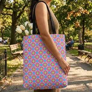 Vibrant Geometric Abstract Psychedelic Pattern Tote Bag
