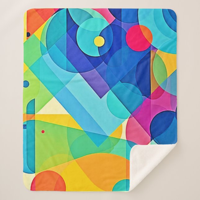 Vibrant Geometric Abstract Sherpa Blanket (Front)