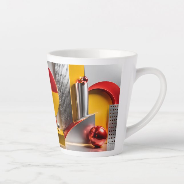 Vibrant Geometric Abstraction Metallic Spheres Art Latte Mug (Right)