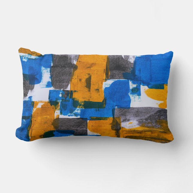 Vibrant Geometric Color Block Abstract Lumbar Pillow (Front)