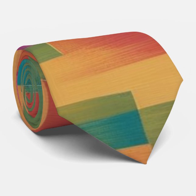 Vibrant Geometric Colour Block Neck Tie (Rolled)