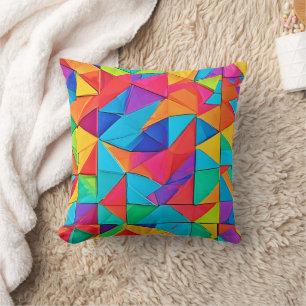 Vibrant Geometric Colour Blocks Art Throw Pillow