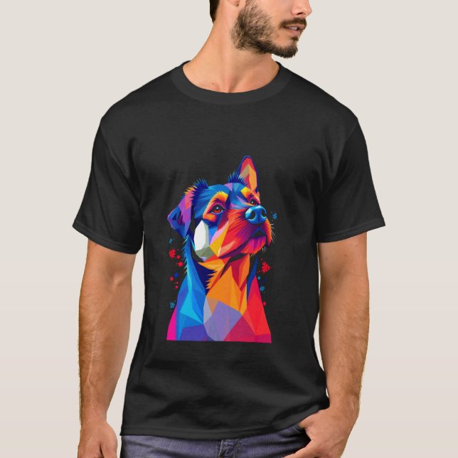 Vibrant Geometric Dog T-Shirt (Front)