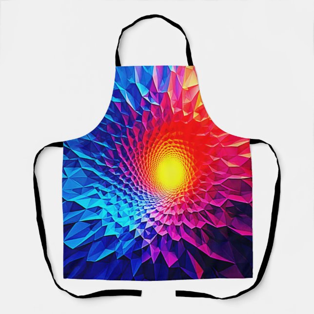 Vibrant Geometric Energy Vortex Art Apron (Front)