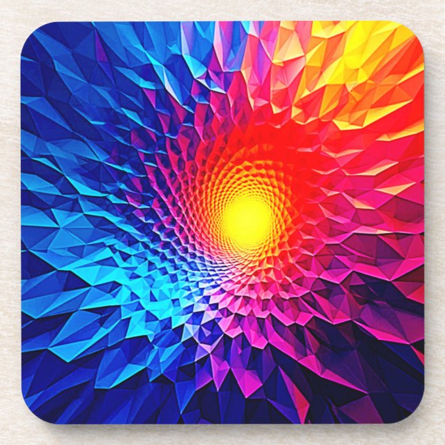 Vibrant Geometric Energy Vortex Art Coaster (Front)