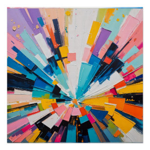 Vibrant Geometric Explosion Colourful Abstract Art Poster