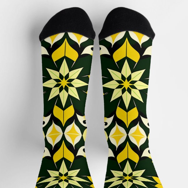 Vibrant Geometric Floral Design Socks (Top)