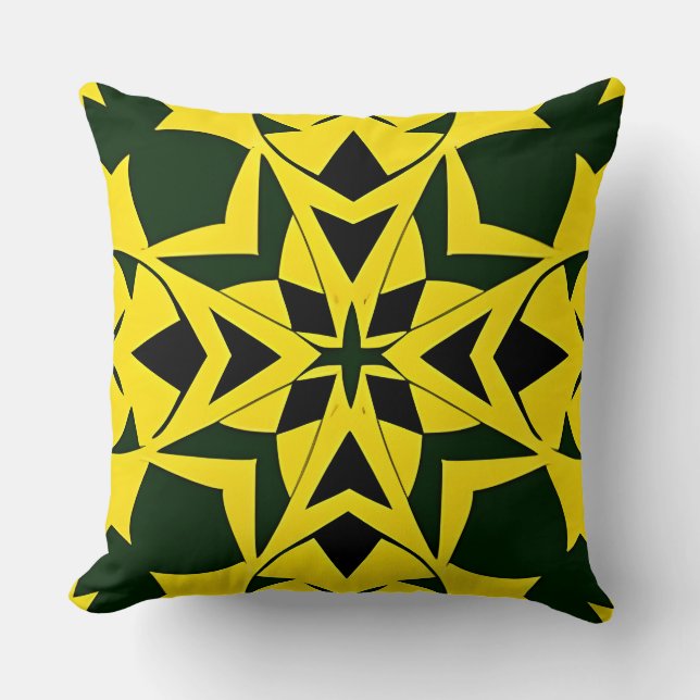 Vibrant Geometric Floral Design Throw Pillow (Front)