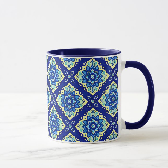 Vibrant Geometric Floral Pattern Mug (Right)