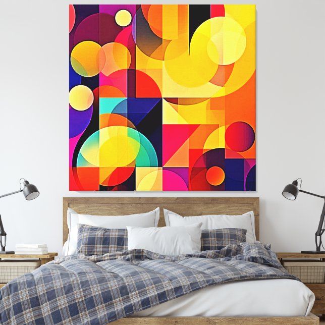 Vibrant Geometric Harmony Canvas Print (Insitu(Bedroom))