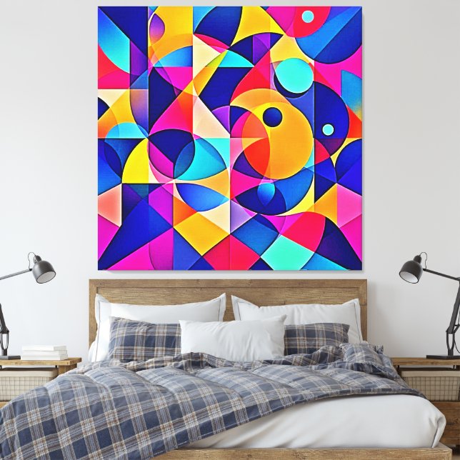 Vibrant Geometric Harmony Canvas Print (Insitu(Bedroom))