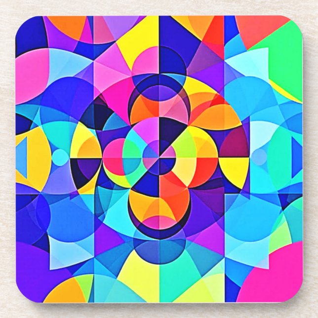Vibrant Geometric Joy Coaster (Front)