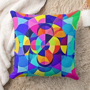 Vibrant Geometric Joy Throw Pillow