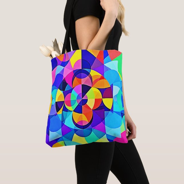 Vibrant Geometric Joy Tote Bag (Close Up)