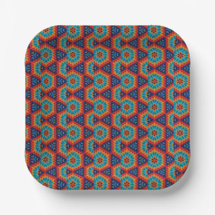 Vibrant Geometric Kaleidoscope Paper Plate
