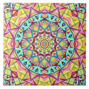 Vibrant Geometric Kaleidoscope Pattern Tile