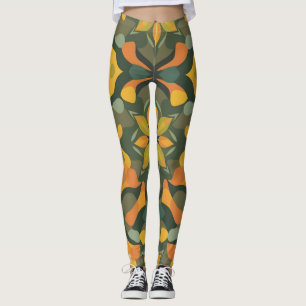 Vibrant Geometric Leggings - Colorful Organic Desi