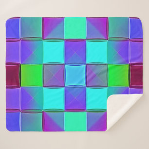 Vibrant Geometric Light Waves Sherpa Blanket
