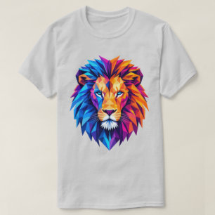 Vibrant Geometric Lion Art T-Shirt
