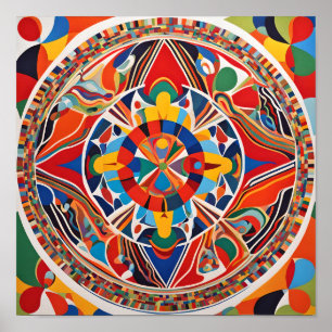 Vibrant Geometric Mandala Art  Poster