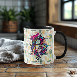 Vibrant Geometric Monogram Mug - B for Ben