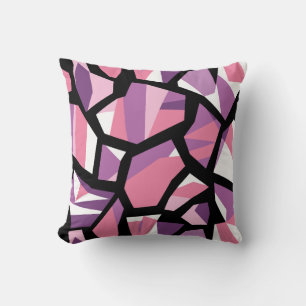 Vibrant Geometric Mosaic in Pink and Purple Throw Pillow