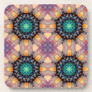 Vibrant Geometric Pattern Bohemian Accent Coaster