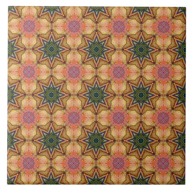 Vibrant Geometric Pattern Bohemian Accent Tile (Front)