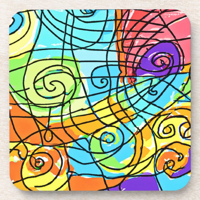 Vibrant Geometric Pattern Coaster (Front)