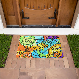 Vibrant Geometric Pattern Doormat