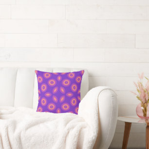 Vibrant Geometric Pattern in Purple and Coral Tone Throw Pillow