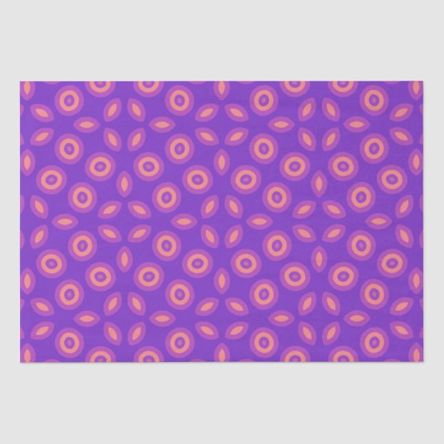 Vibrant Geometric Pattern in Purple and Coral Tone Tissue Paper (Front)