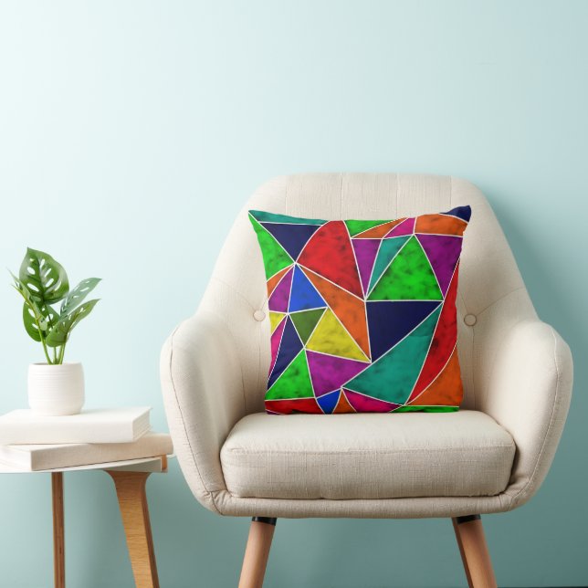 Vibrant geometric pattern throw pillow (Chair)