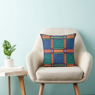 Vibrant Geometric Pattern Throw Pillow