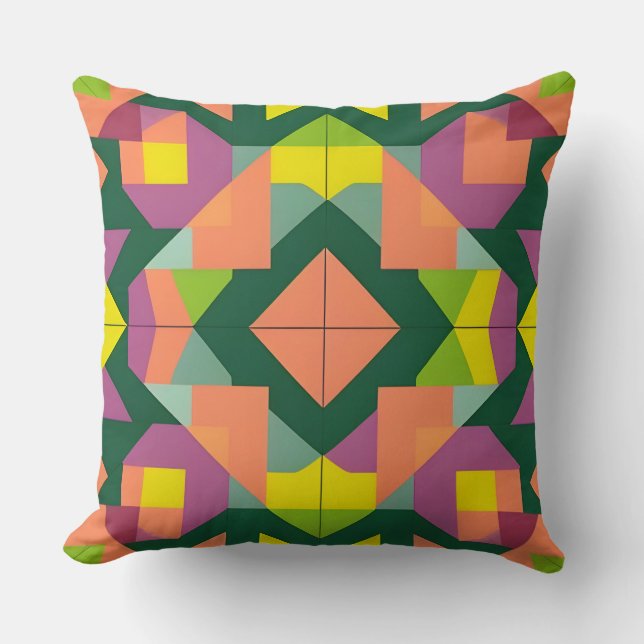 Vibrant Geometric Pattern Throw Pillow (Front)