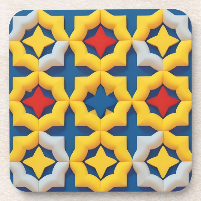 Vibrant Geometric Pattern with Bold Colours Coaster (Front)