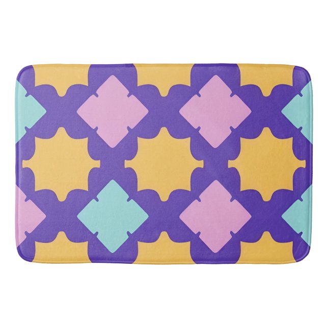 Vibrant Geometric Pattern with Bright Colours Bath Mat (Front)
