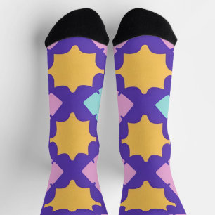 Vibrant Geometric Pattern with Bright Colours Socks
