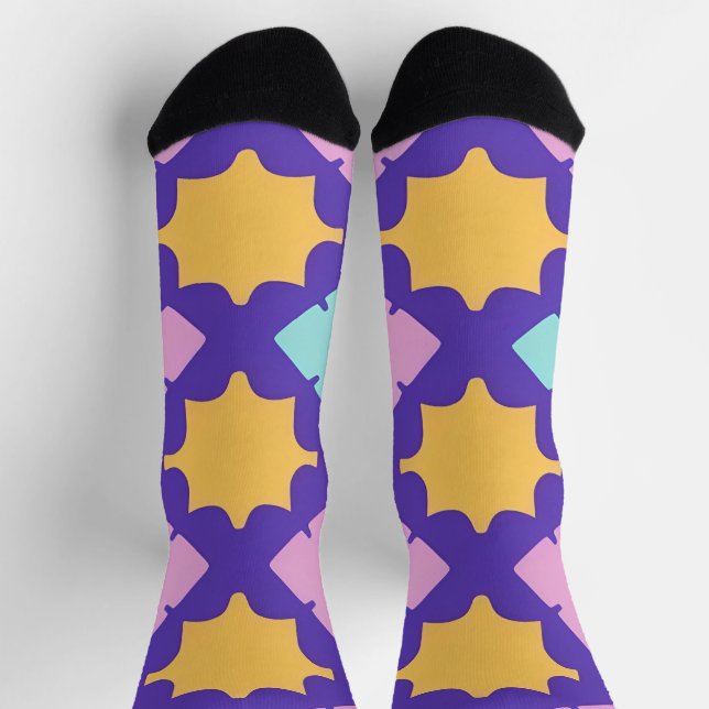 Vibrant Geometric Pattern with Bright Colours Socks (Top)