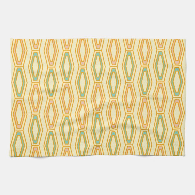 Vibrant geometric pattern with hexagonal shapes  kitchen towel (Horizontal)