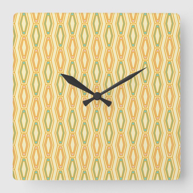Vibrant geometric pattern with hexagonal shapes  square wall clock (Front)