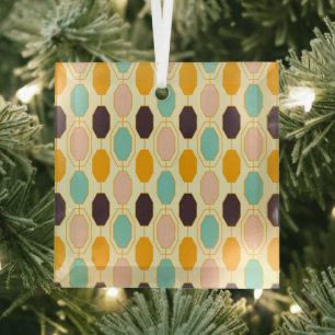 Vibrant geometric pattern with rows of octagonal s glass ornament