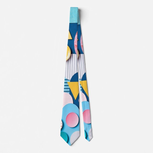 Vibrant Geometric Pop Art Pattern Tie (Front)