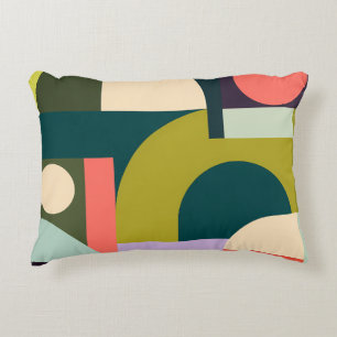 Vibrant Geometric Shapes in Yellow, Black Art Accent Pillow