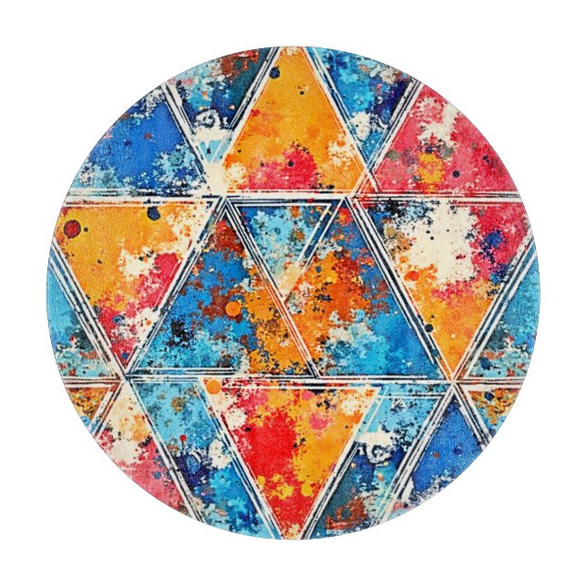 Vibrant Geometric Splash Art Cutting Board (Front)