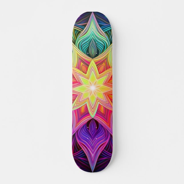 Vibrant Geometric Star Skateboard (Front)