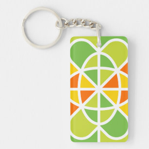 Vibrant Geometric Sunburst Abstract Art Keychain